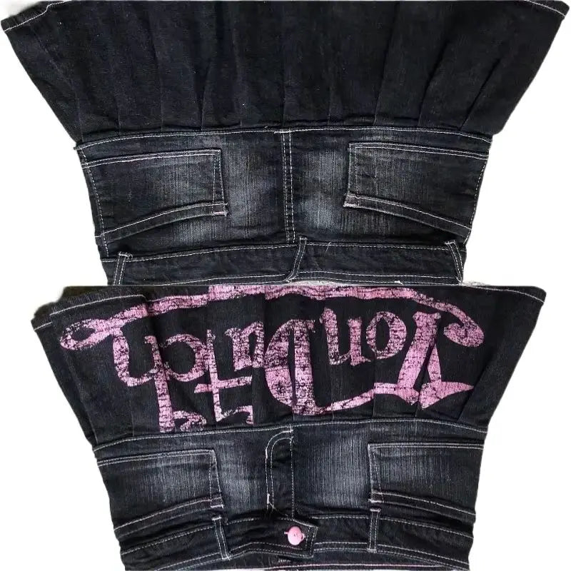 Korean Kopo Style Retro Letters Spice Girls A Word Denim Skirt Y2K Harajuku Hip-Hop Dance Street Wear