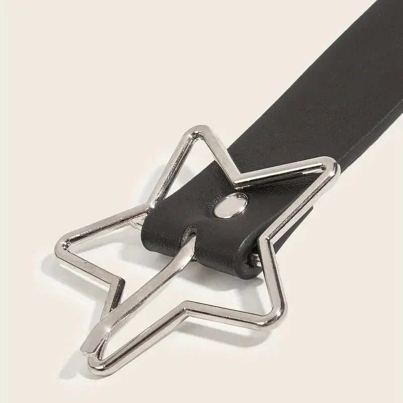Y2K Punk Star Eyelet Black Rivet Belt Goth Pu Leather Belts