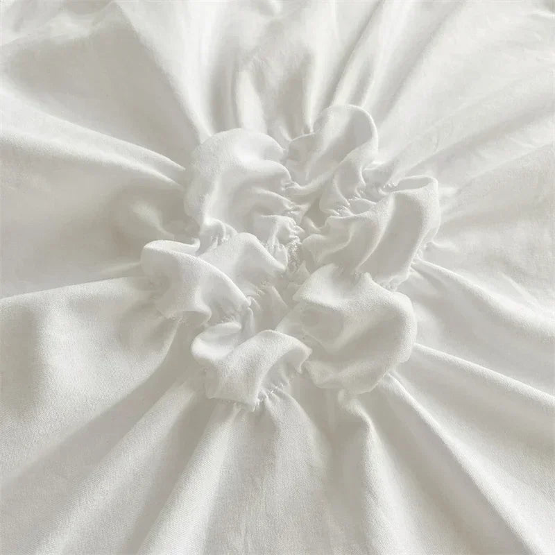 Three-dimensional Twist Flowers Bedding Set Queen Pinch Pleated Crafts Duvet Cover Set Double Blanket Cover Sets
