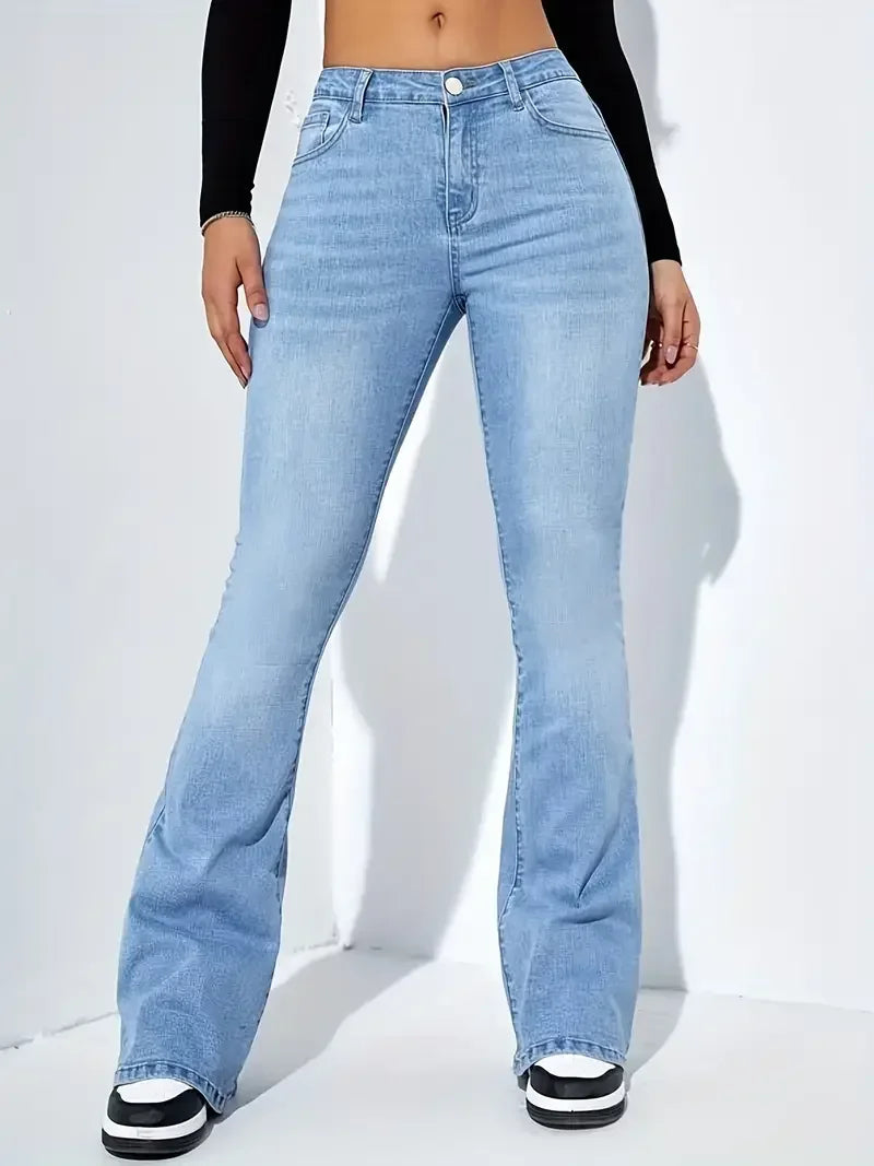 Flare Stretch Moustache Jeans Skinny Bell Bottom High Waist Gray Denim Pants Lady Classic Y2K Punk Long Trousers