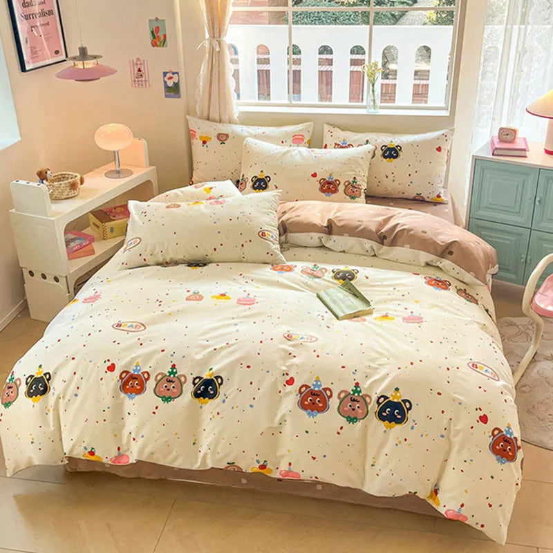 1Pcs 100% Cotton Printed Duvet Cover Cartoon Pattern Skin Friendly Breathable Comforter Cover Bedclothes