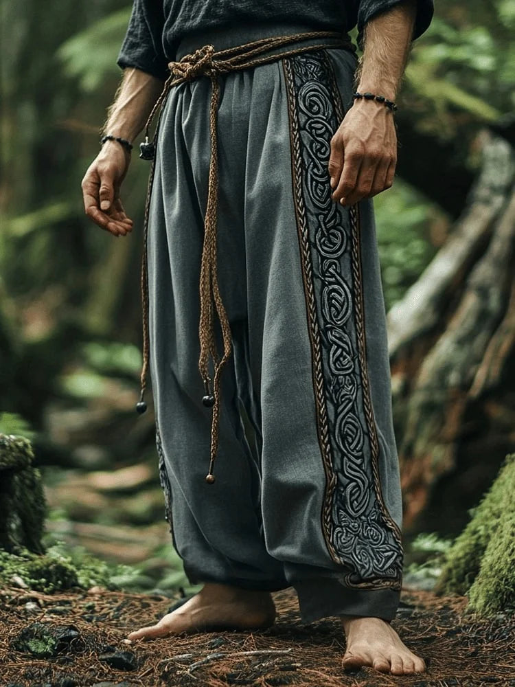 retro Viking Celtic art knot 3D printed casual pants drawstring straight leg pants beach pants