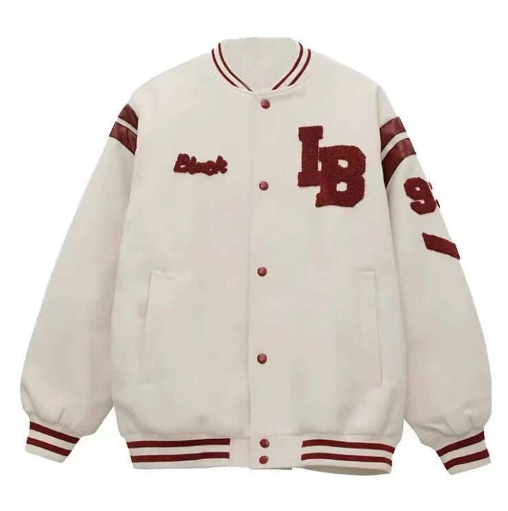 American Letter Flocking Baseball Uniform Jacket Y2K Retro Vintage Lovers Motorcycle
