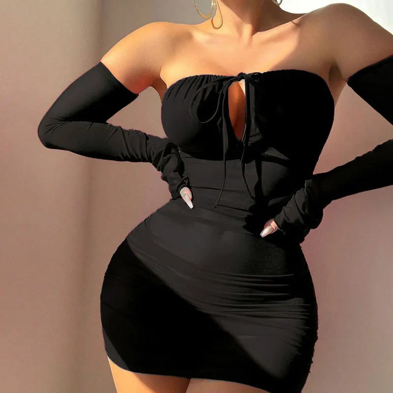 Sexy Beauty Transparent Bra Lace-Up Tight Dress
