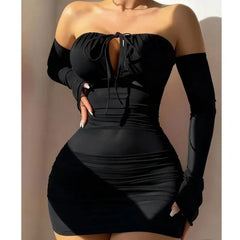 Sexy Beauty Transparent Bra Lace-Up Tight Dress