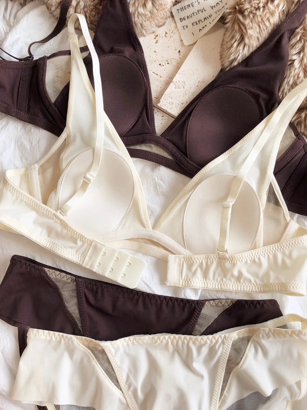 Sexy Deep V Triangular Cup Bra Set