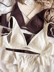 Sexy Deep V Triangular Cup Bra Set