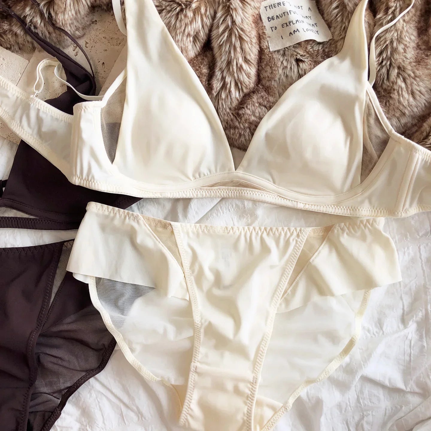 Sexy Deep V Triangular Cup Bra Set
