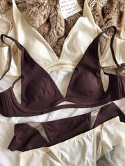 Sexy Deep V Triangular Cup Bra Set