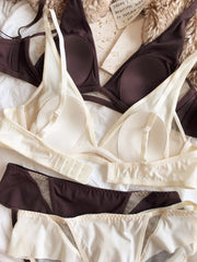 Sexy Deep V Triangular Cup Bra Set