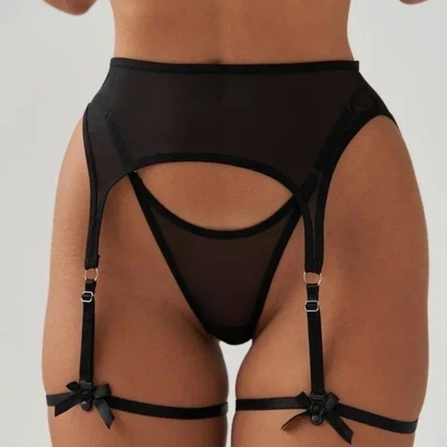 Sexy Erotic Lingerie Women Seamless Bra Garter Thongs Patchwork See Through Lingerie Set