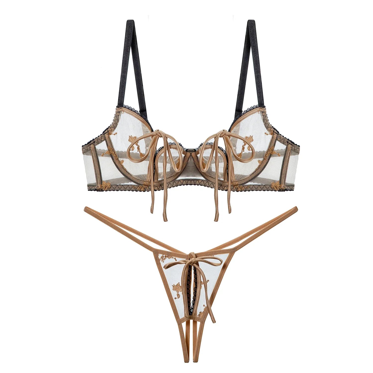 Sexy French Bra Embroidered Lace Lingerie with Briefs Suit Women Underwear