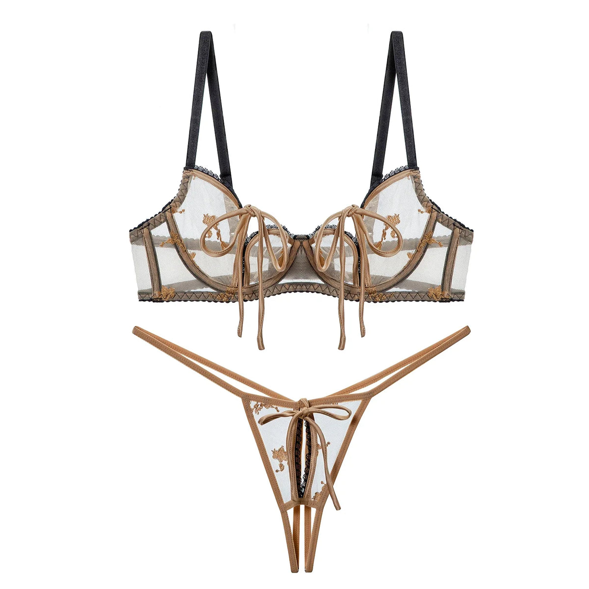Sexy French Bra Embroidered Lace Lingerie with Briefs Suit Women Underwear