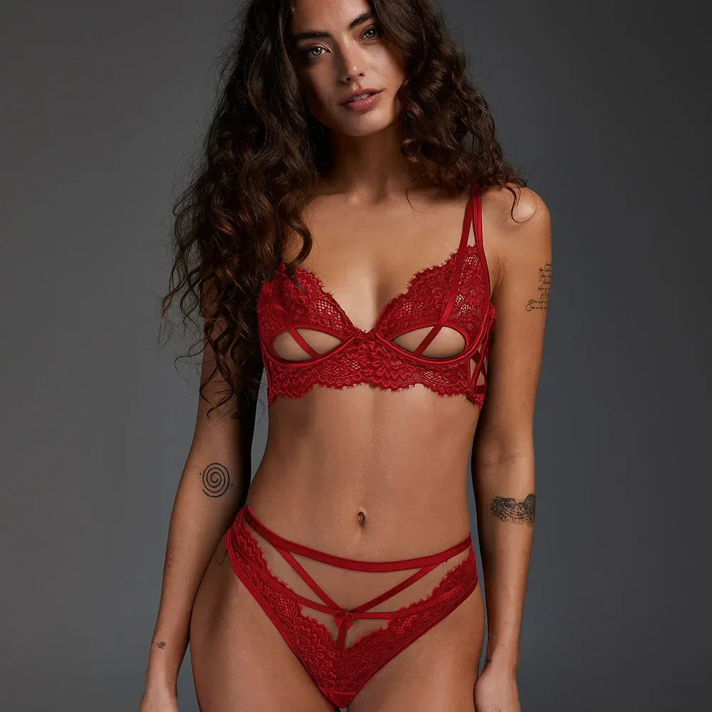 Sexy Hollow Push Up Bra Set