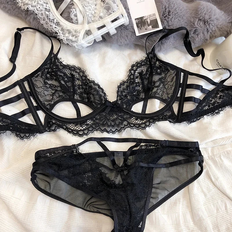 Sexy Hollow Push Up Bra Set