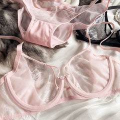 Sexy Lace Cutout Ultra-Thin Push-Up Bra Set