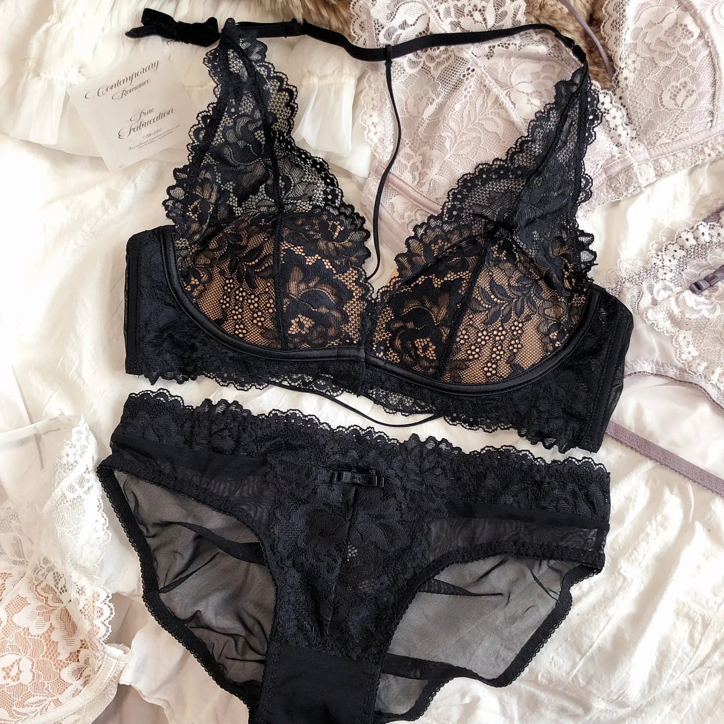 Sexy Lace Embroidery Women Lingerie Set