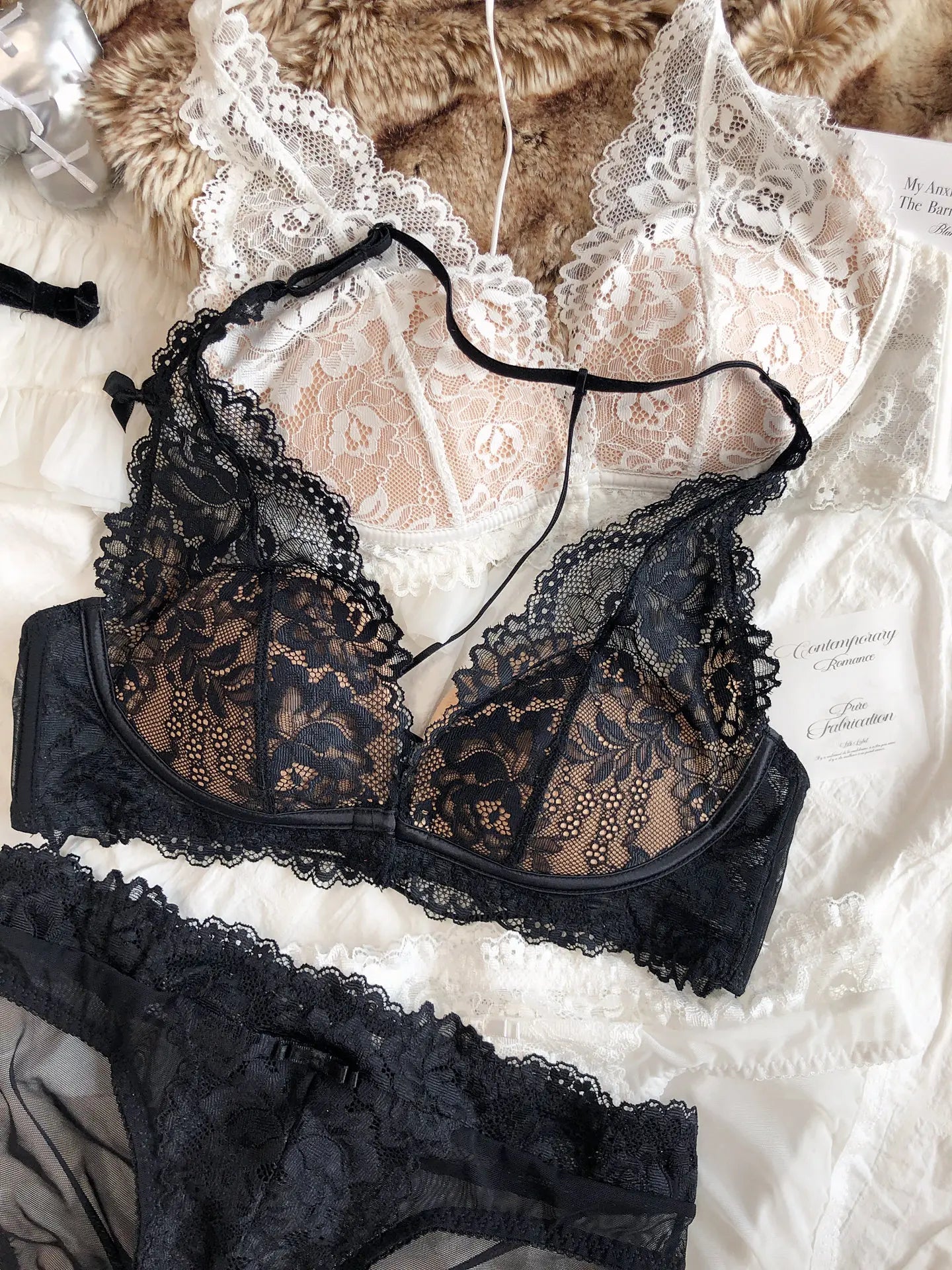 Sexy Lace Embroidery Women Lingerie Set