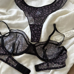 Sexy Lace Floral Prints Lingerie Set