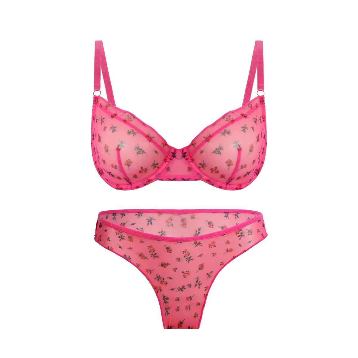 Sexy Lace Floral Prints Lingerie Set