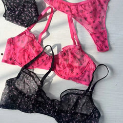 Sexy Lace Floral Prints Lingerie Set