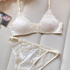 Sexy Lace Flowers Embroidery Bra Set