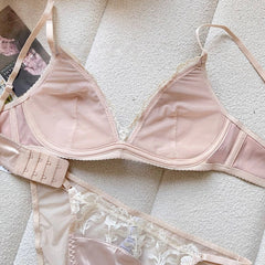 Sexy Lace Flowers Embroidery Bra Set