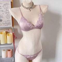 Sexy Lace Flowers Embroidery Bra Set
