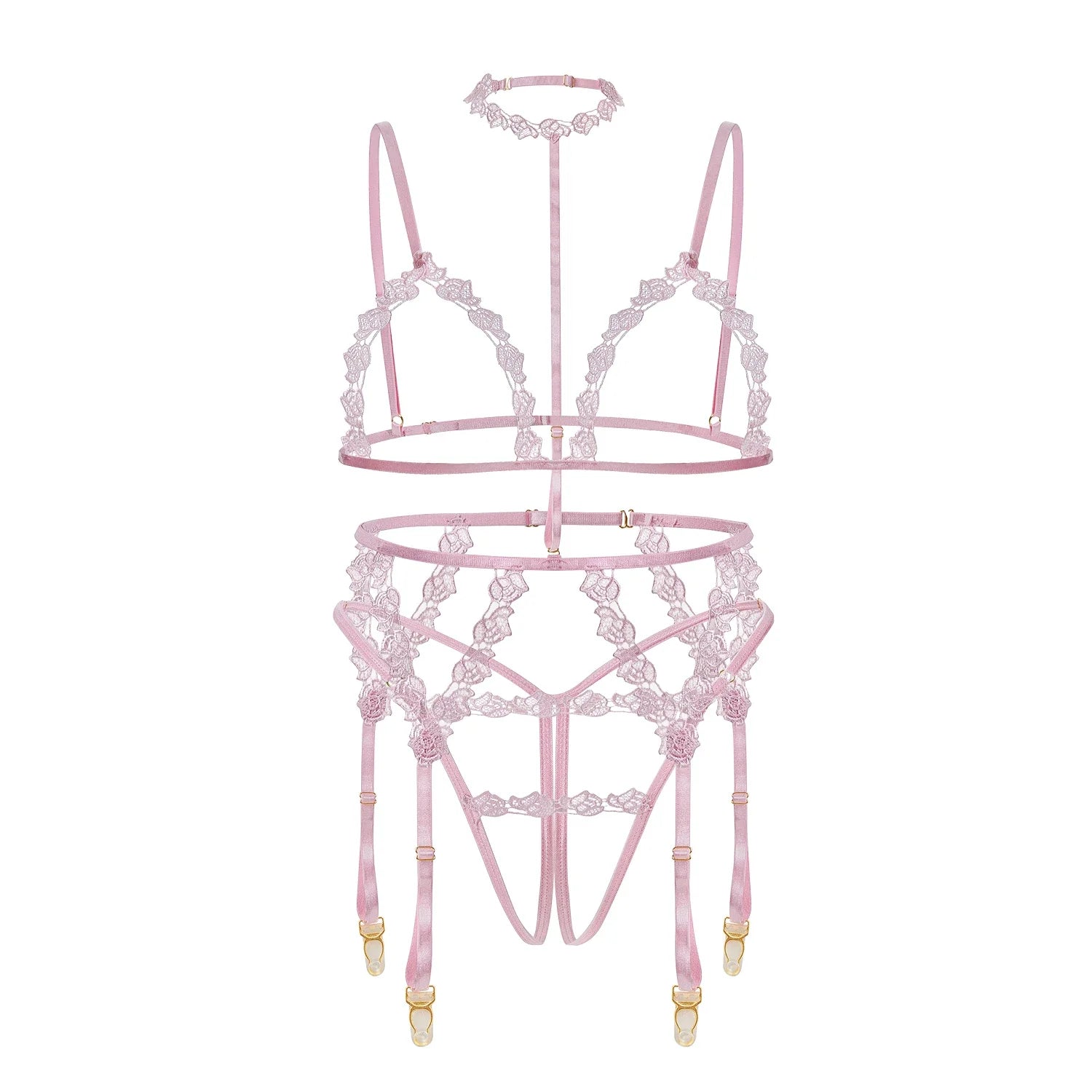 Sexy Lace Hanging Neck Slimming Lingerie Set