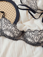 Sexy Lace Underwire Quarter-Cup Bra Set