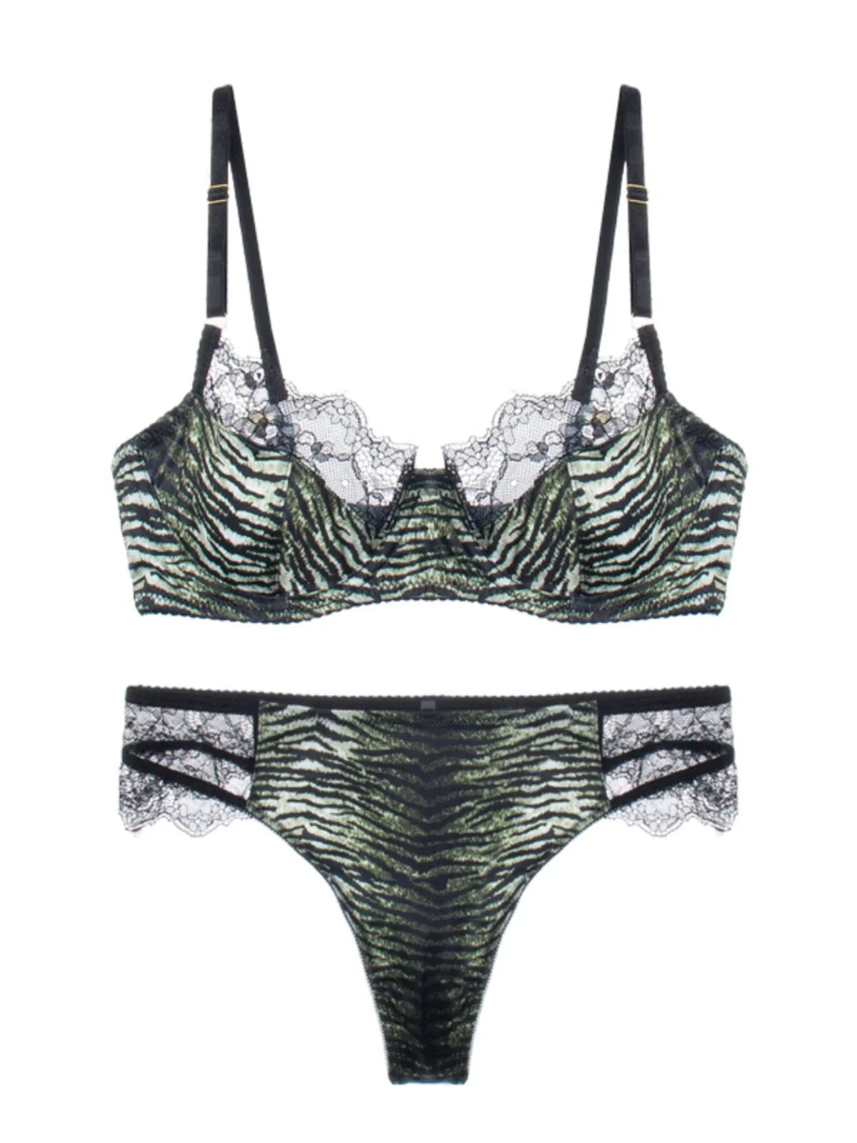 Sexy eyelash lace lingerie briefs sets with steel ring large breasts show small thin Underwear