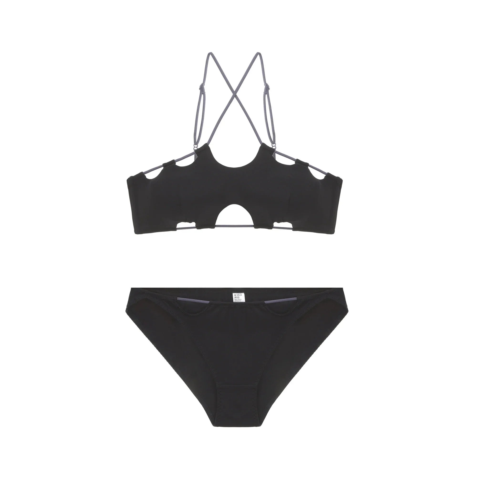 Sexy hanging neck bra simple solid color cross back bustier without steel ring breathable lingerie briefs women's underwear