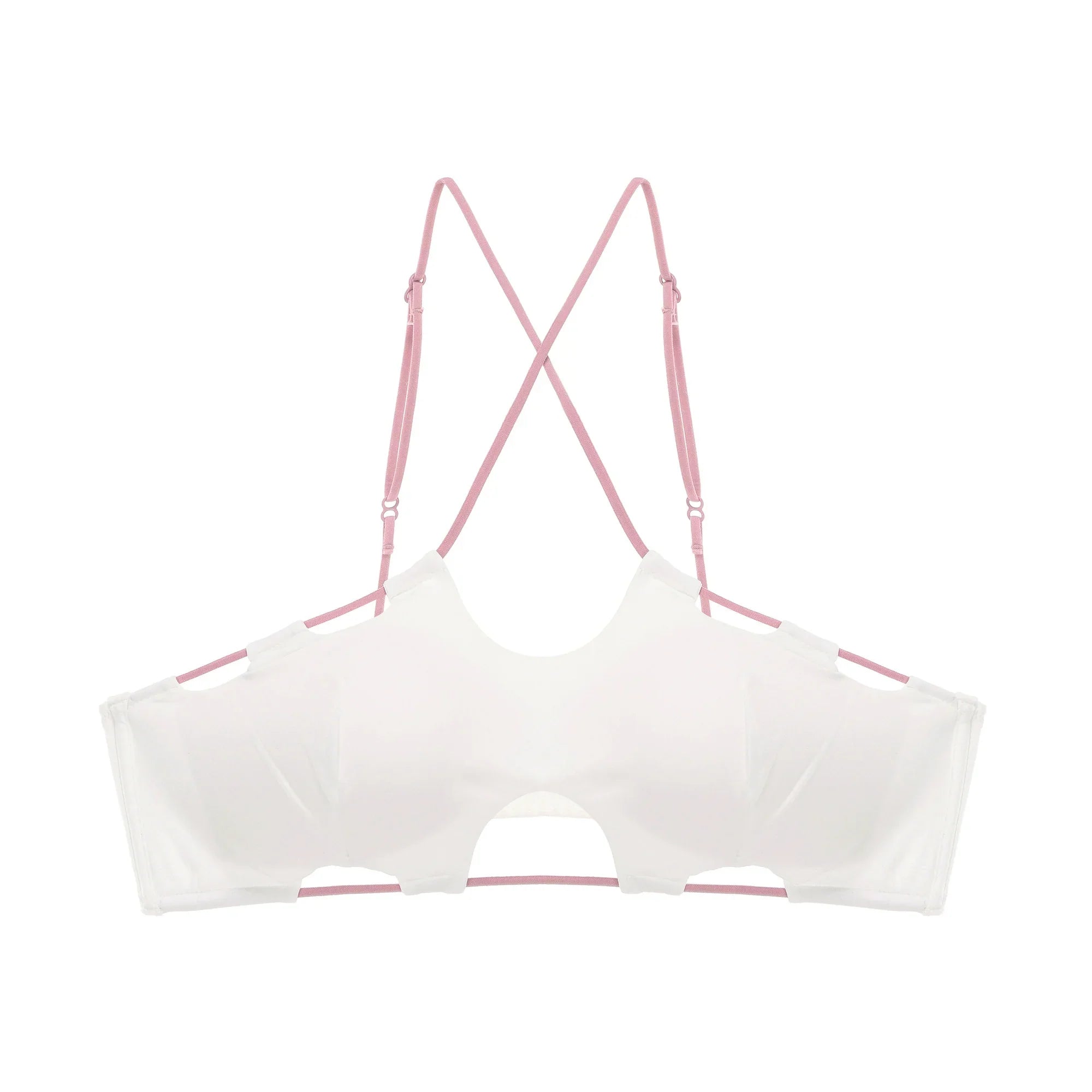 Sexy hanging neck bra simple solid color cross back bustier without steel ring breathable lingerie briefs women's underwear