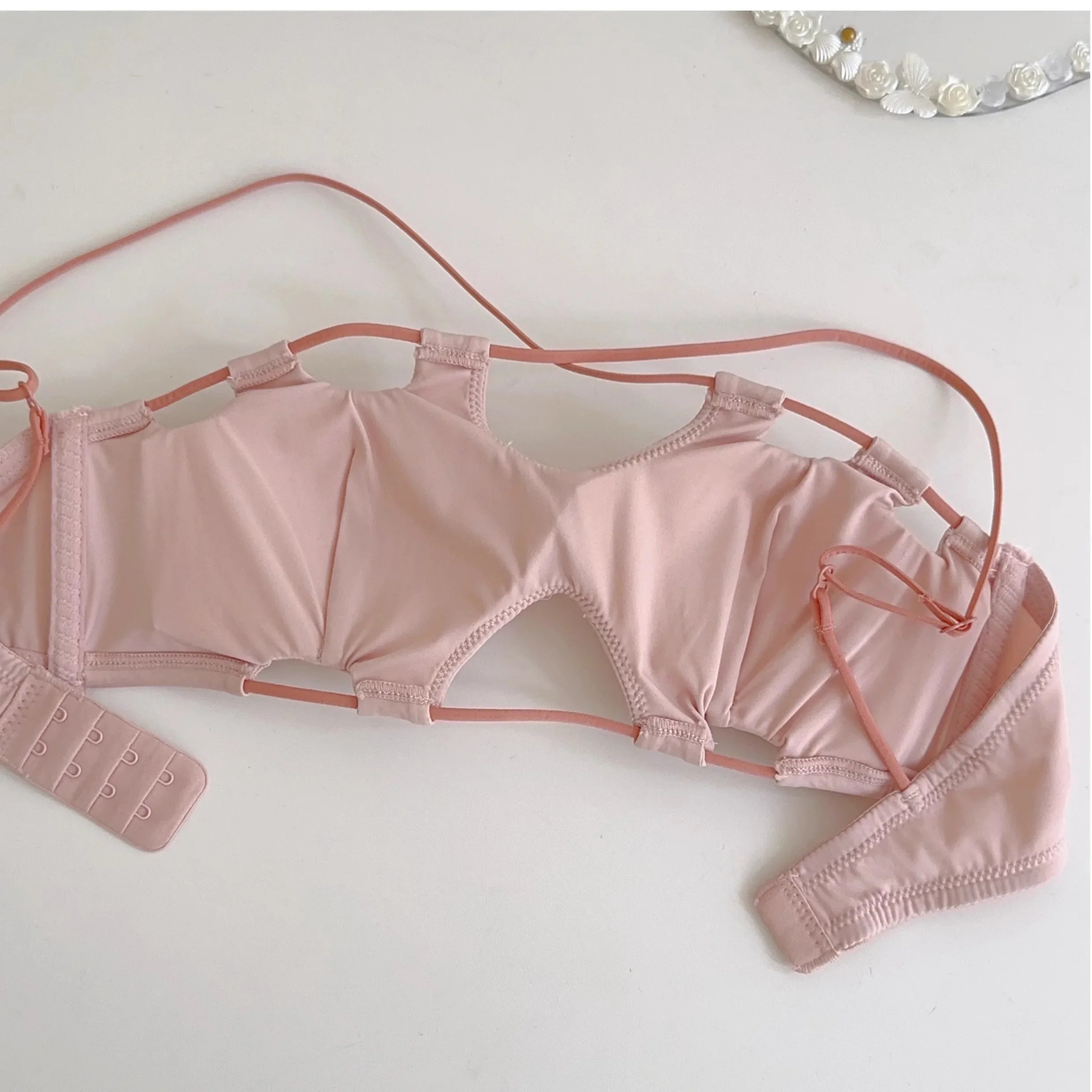 Sexy hanging neck bra simple solid color cross back bustier without steel ring breathable lingerie briefs women's underwear