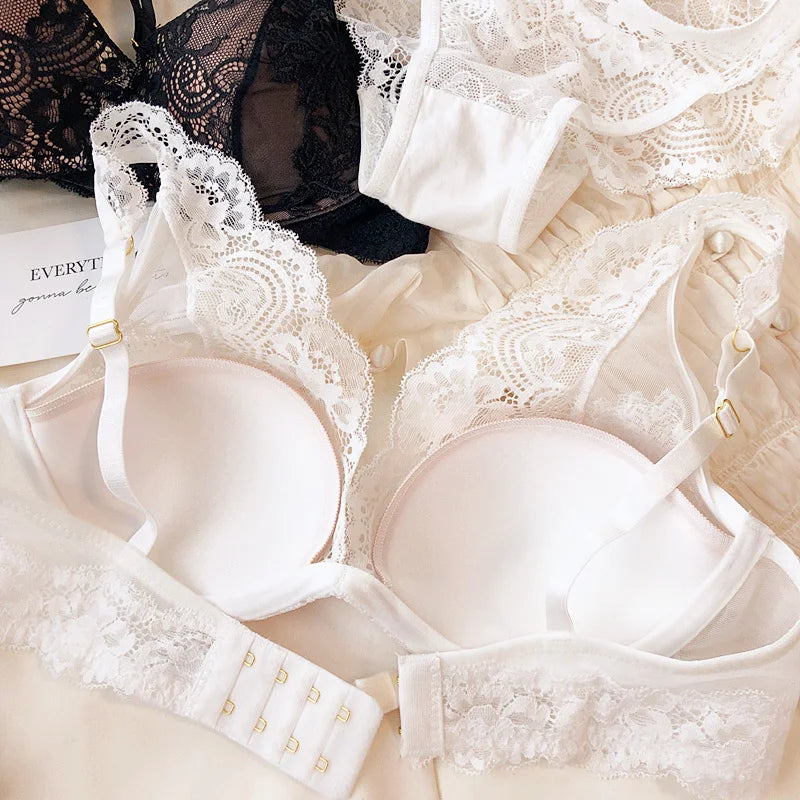 Sexy lace small fly shoulder deep V gathered Underwear