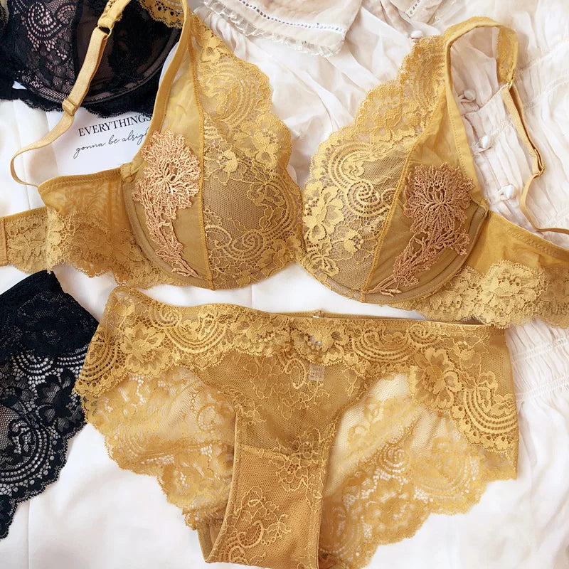 Sexy lace small fly shoulder deep V gathered Underwear