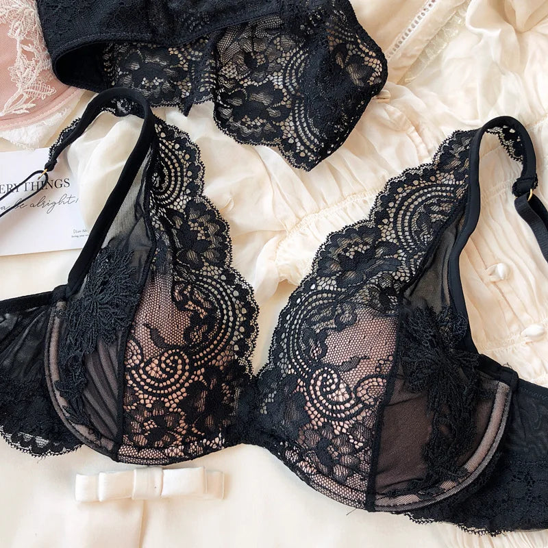 Sexy lace small fly shoulder deep V gathered Underwear