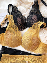 Sexy lace small fly shoulder deep V gathered Underwear