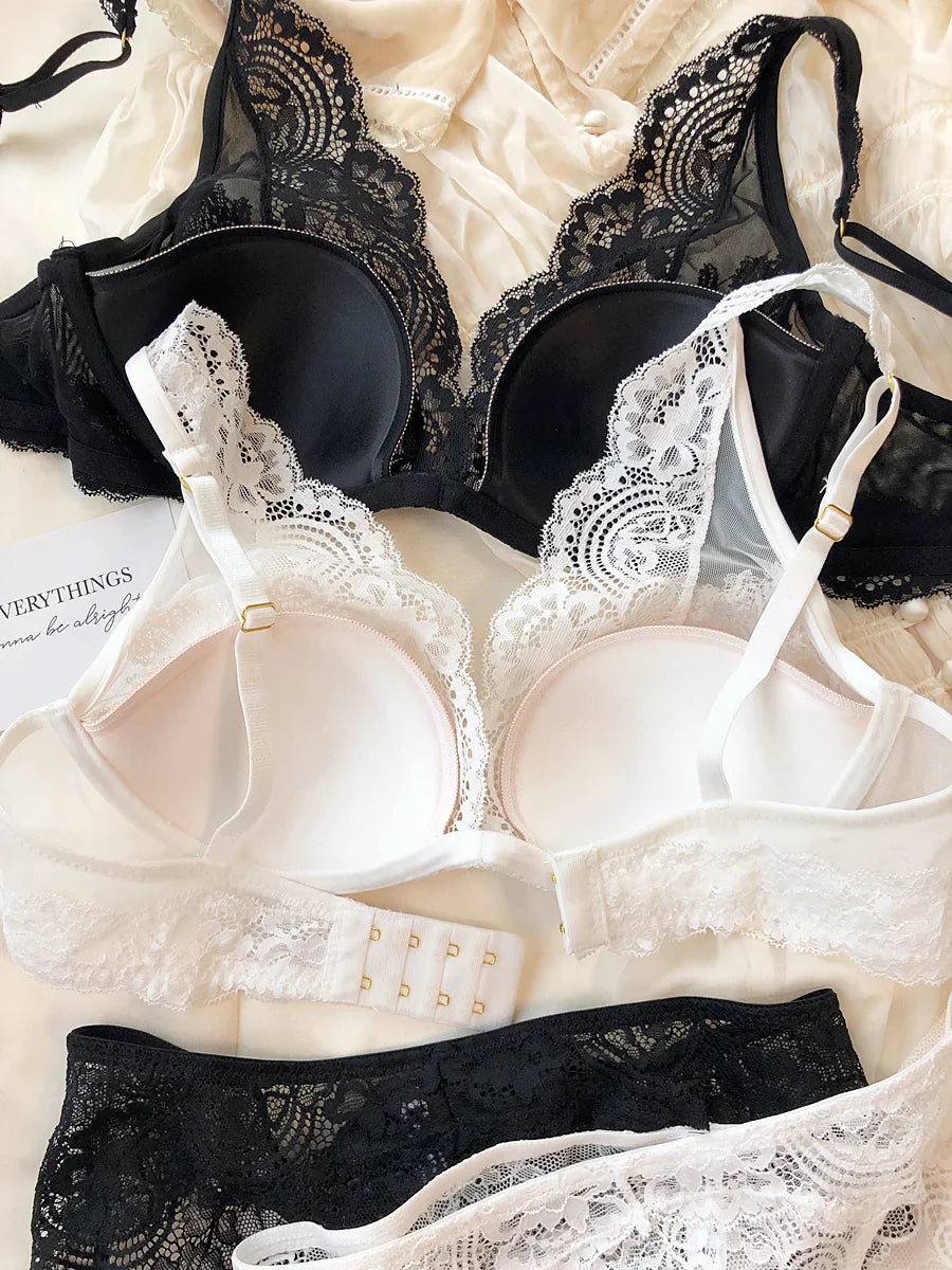 Sexy lace small fly shoulder deep V gathered Underwear