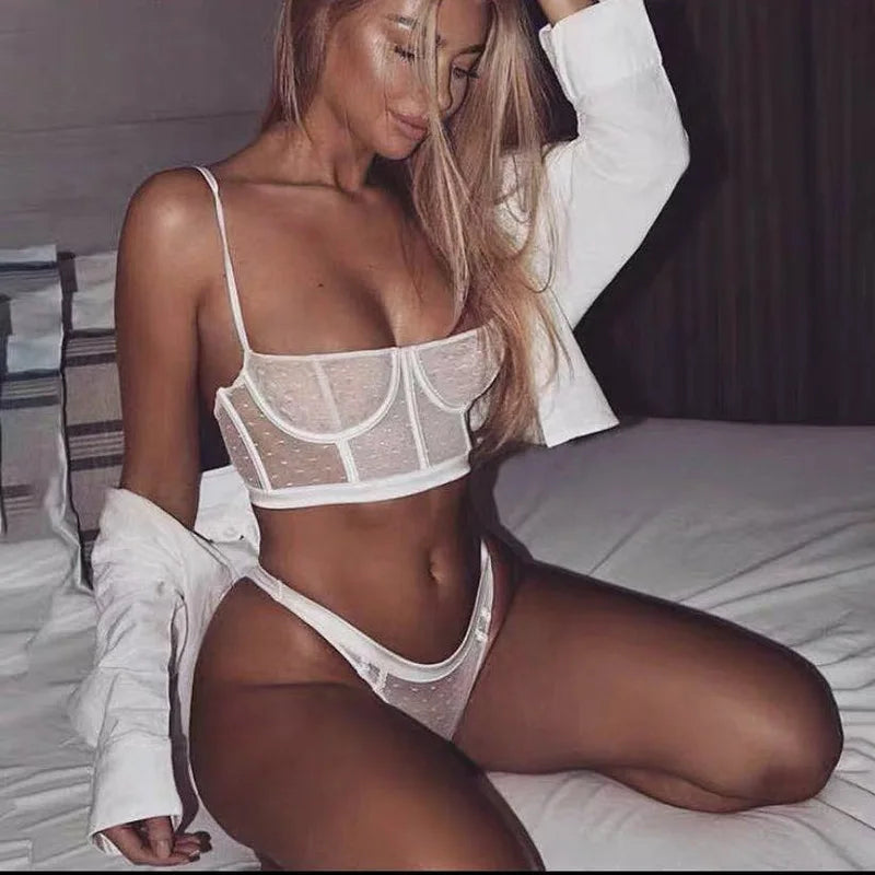 Sexy lace ultra-thin bra briefs Set