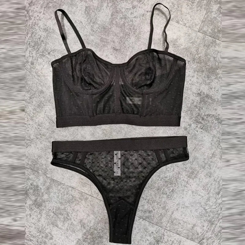 Sexy lace ultra-thin bra briefs Set