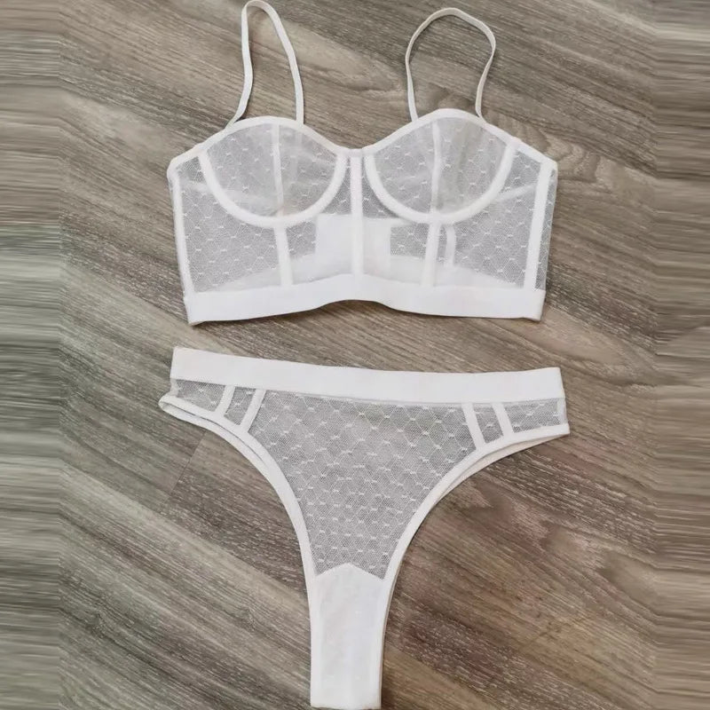 Sexy lace ultra-thin bra briefs Set