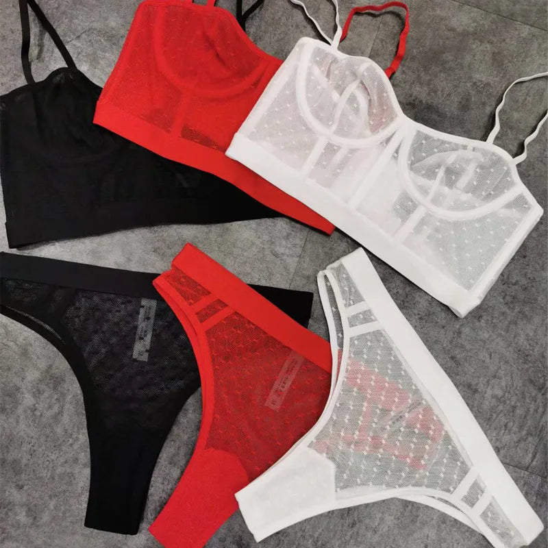Sexy lace ultra-thin bra briefs Set