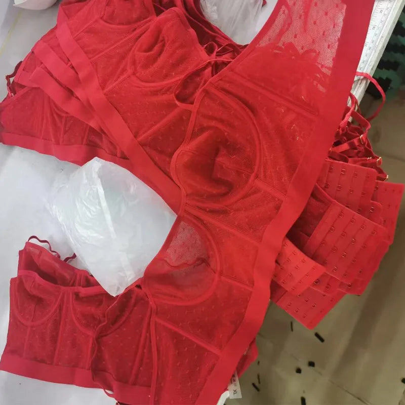 Sexy lace ultra-thin bra briefs Set