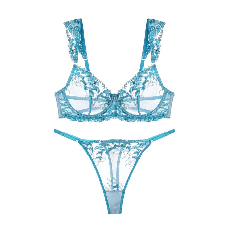Sexy lace with steel ring ladies bra lingerie Set