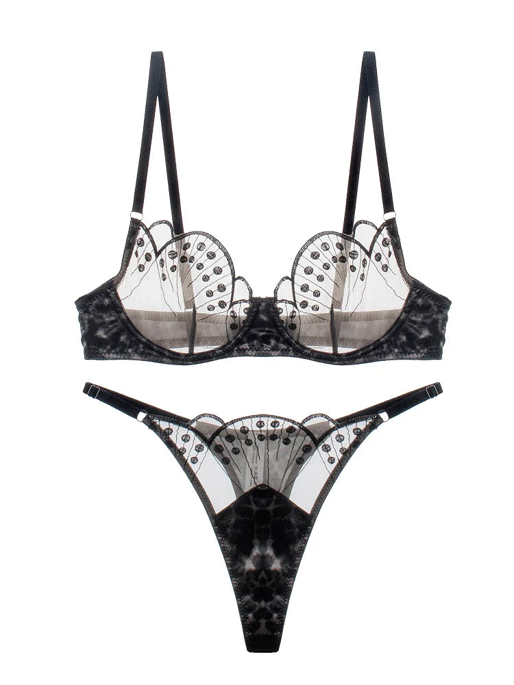Sexy leopard lace bra Set