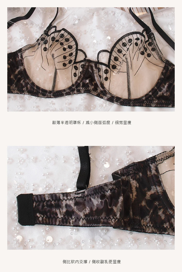 Sexy leopard lace bra Set