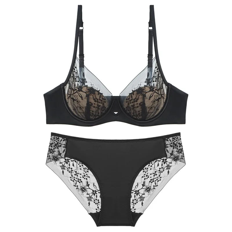 Sexy lingerie women small breasts gathered lace bra to collect side breasts to prevent sagging with steel ring bars panty set