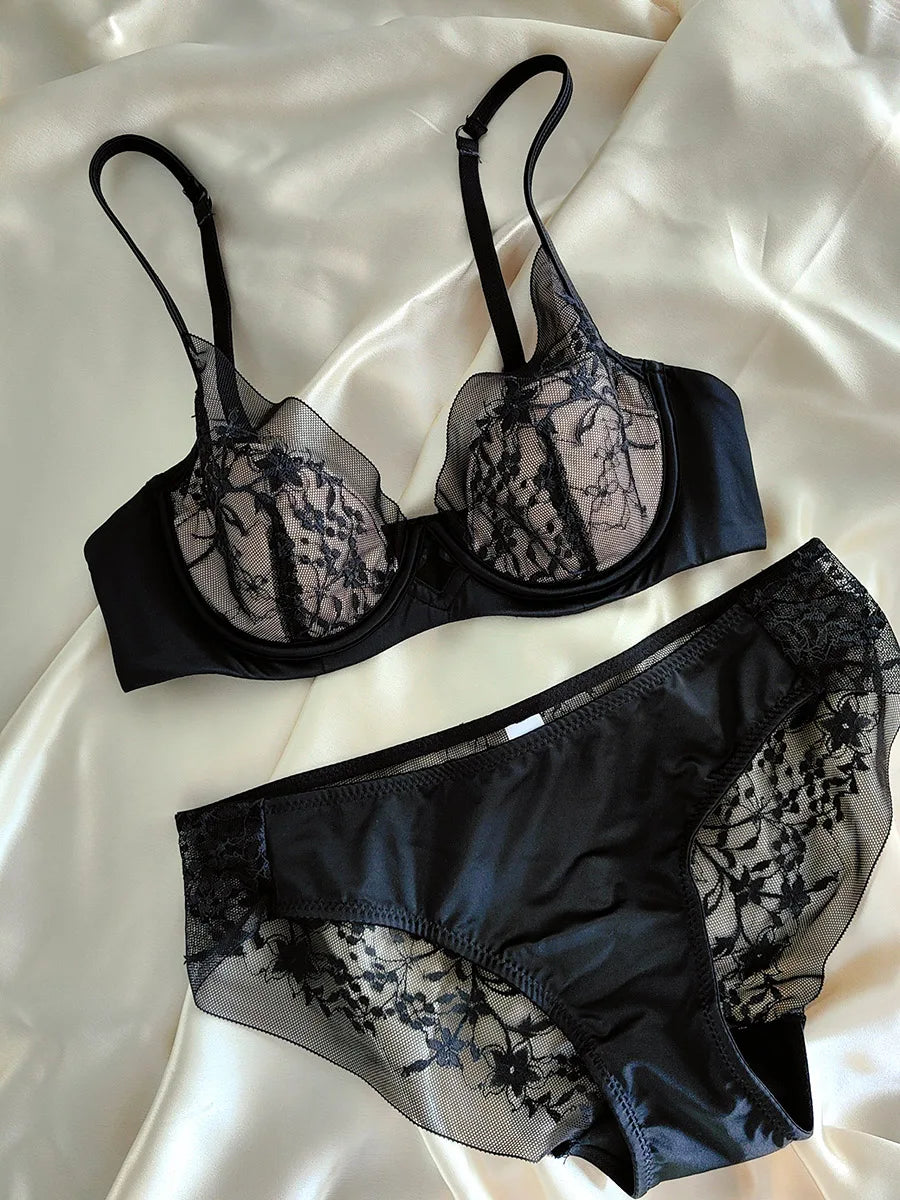 Sexy lingerie women small breasts gathered lace bra to collect side breasts to prevent sagging with steel ring bars panty set