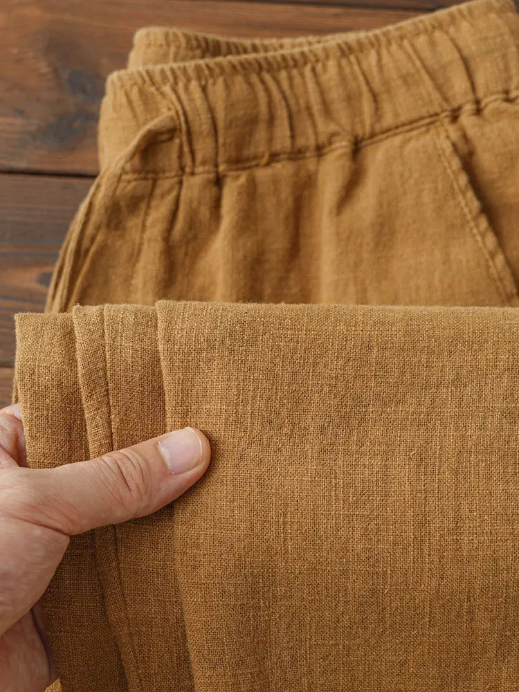 Casual Cotton Linen Chino Pants Wide Leg Lightweight Baggy Cotton Sweatpants Male Sport Jogger Straight Work Trousers